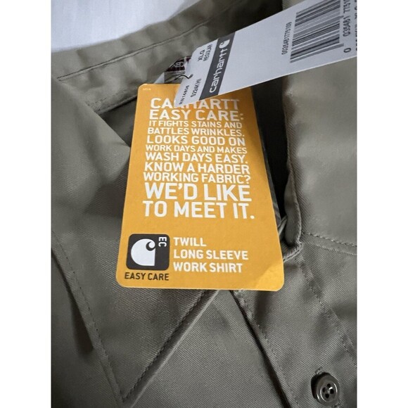 NWT Carhartt Shirt Mens XL Khaki Twill Button Up Long Sleeve Chest Pockets Work - Picture 9 of 10